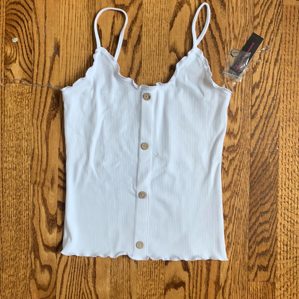 White button up tank top
